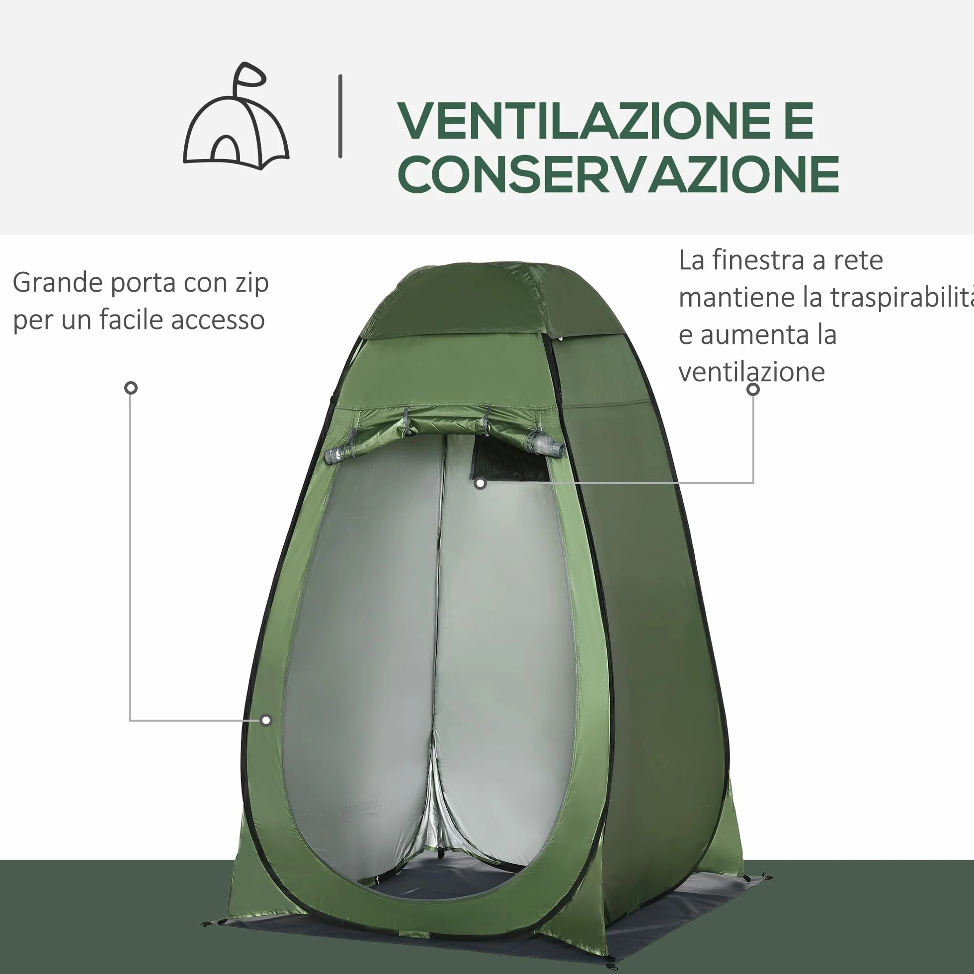 Outsunny Tenda Doccia da Campeggio Portatile 126x124x189 cm