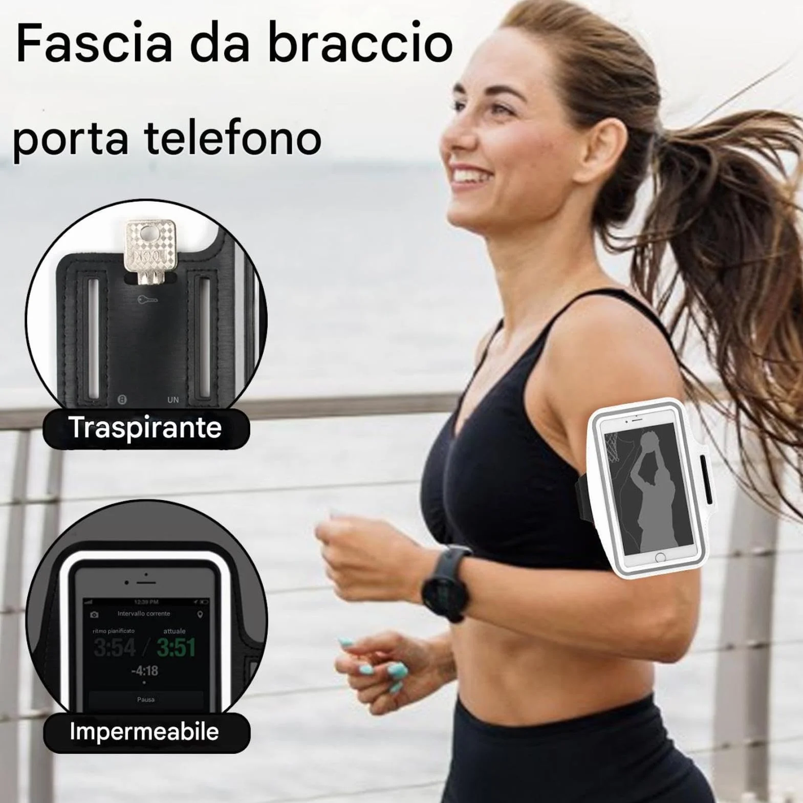 Porta Telefono Da Corsa Fascia Braccio Impermeabile Borsa Sportiva Leggera Resistente Agli Urti Per Escursionismo Ciclismo Jogging