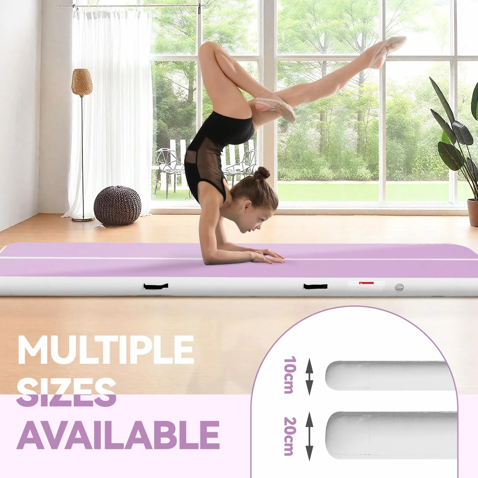 Tappetino da palestra gonfiabile, altezza 10/20 cm, lunghezza 3 m/4 m/5 m/6 m/7 m/8 m/9 m/10 m/11 m/12 m, per acrobazie, ginnastica, allenamento, con pompa ad aria