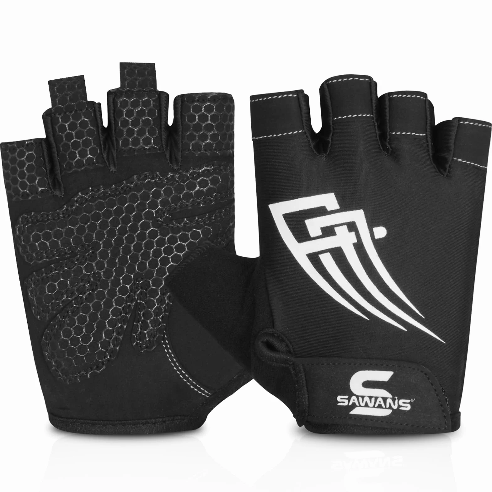 SAWANS Guanti da palestra sollevamento pesi antiscivolo silicone imbottito palmo protezione mezze dita