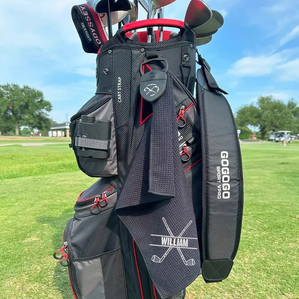 Asciugamano da golf personalizzato ricamato con monogramma logo regalo per papà festa del papà