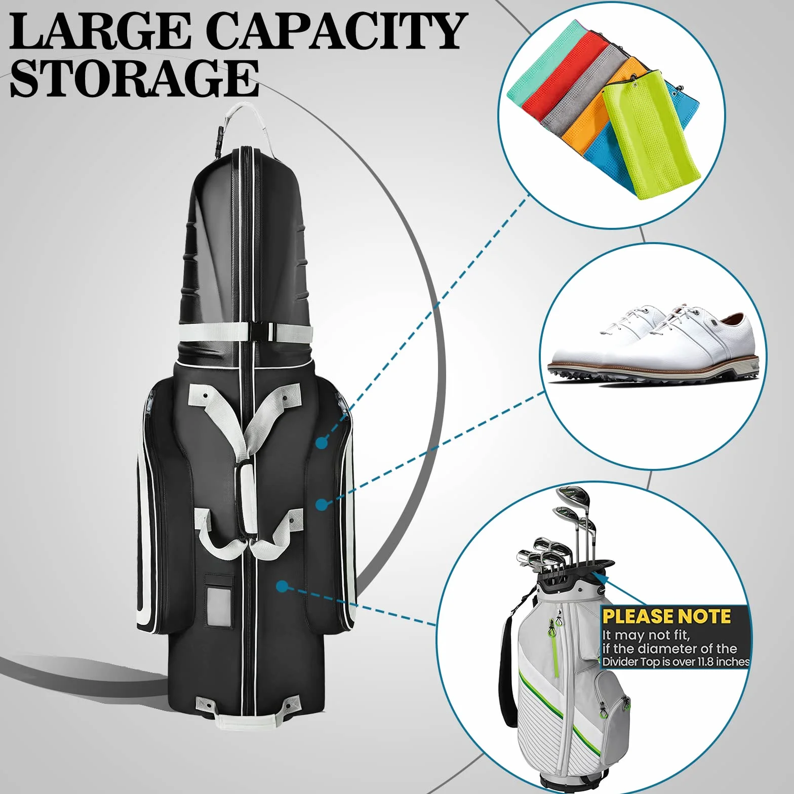 Yamato Borsa da viaggio da golf in ABS con guscio rigido, custodia da viaggio per mazze da golf, compagnie aeree, borse da viaggio con ruote con serratura approvata TSA, regalo perfetto per golfisti