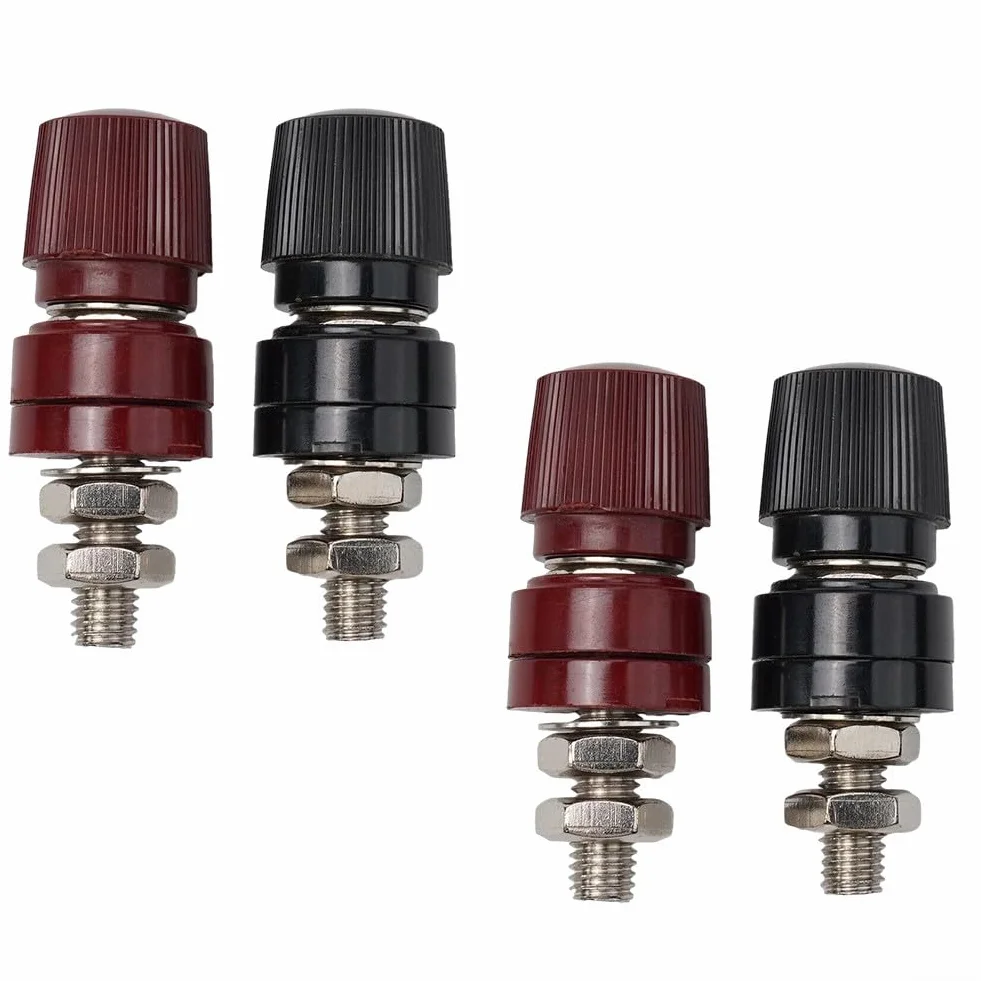 4 connettori maschio a vite 8 mm terminali in ottone isolati per batteria rosso + nero