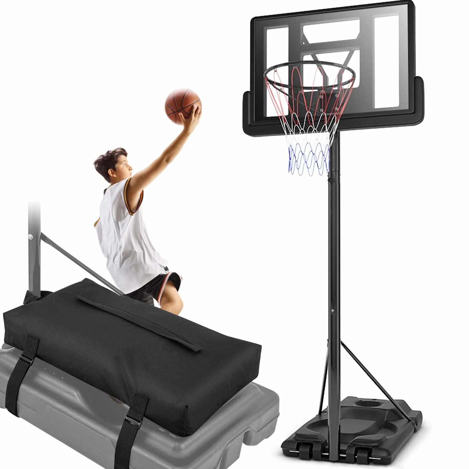 LIFEZEAL Borsa di Sabbia per Canestro da Basket 75x41x12 cm Tessuto Oxford 136 kg Nera