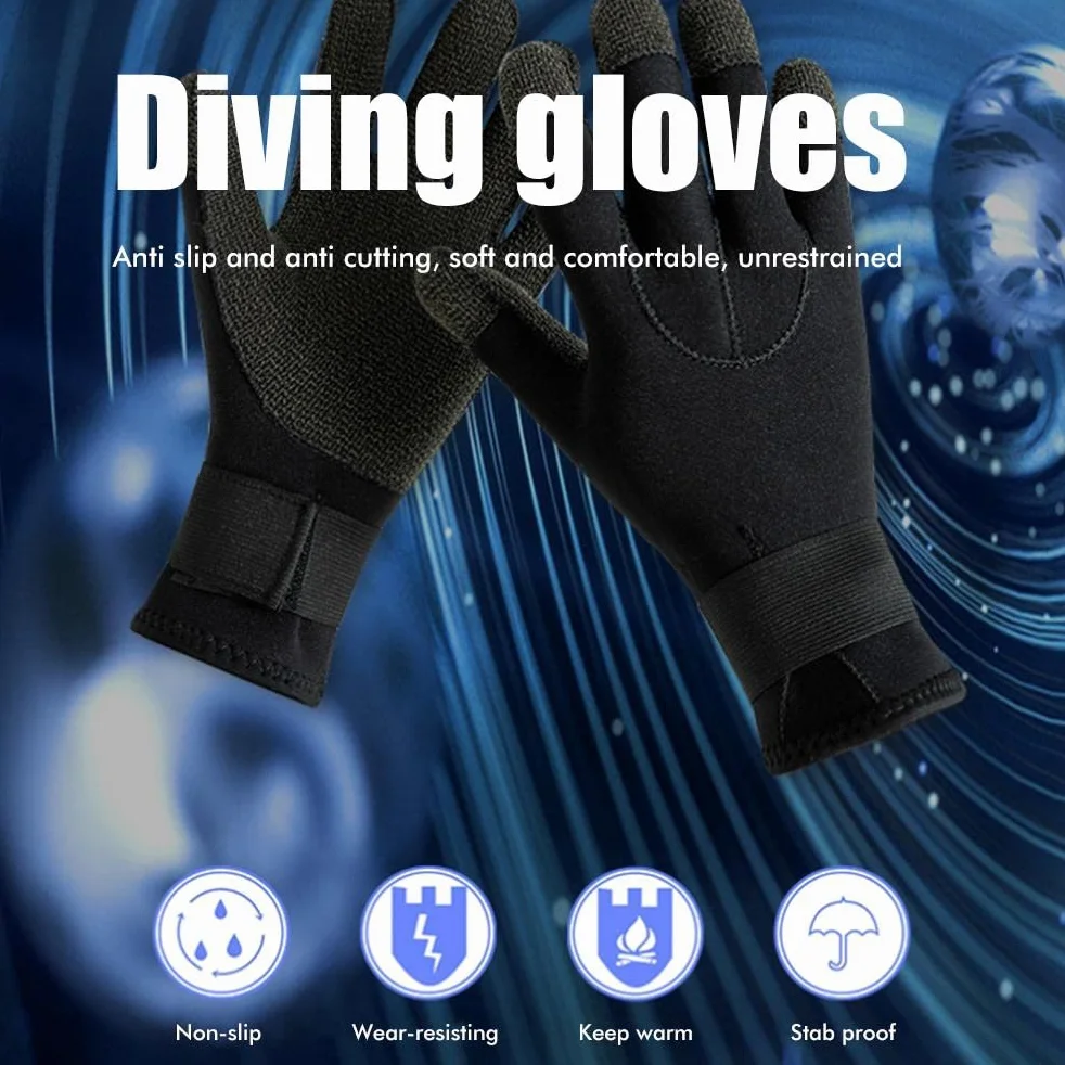 Guanti da Immersione Resistenti al Taglio Antiscivolo Termici per Snorkeling Pesca Subacquea (M)