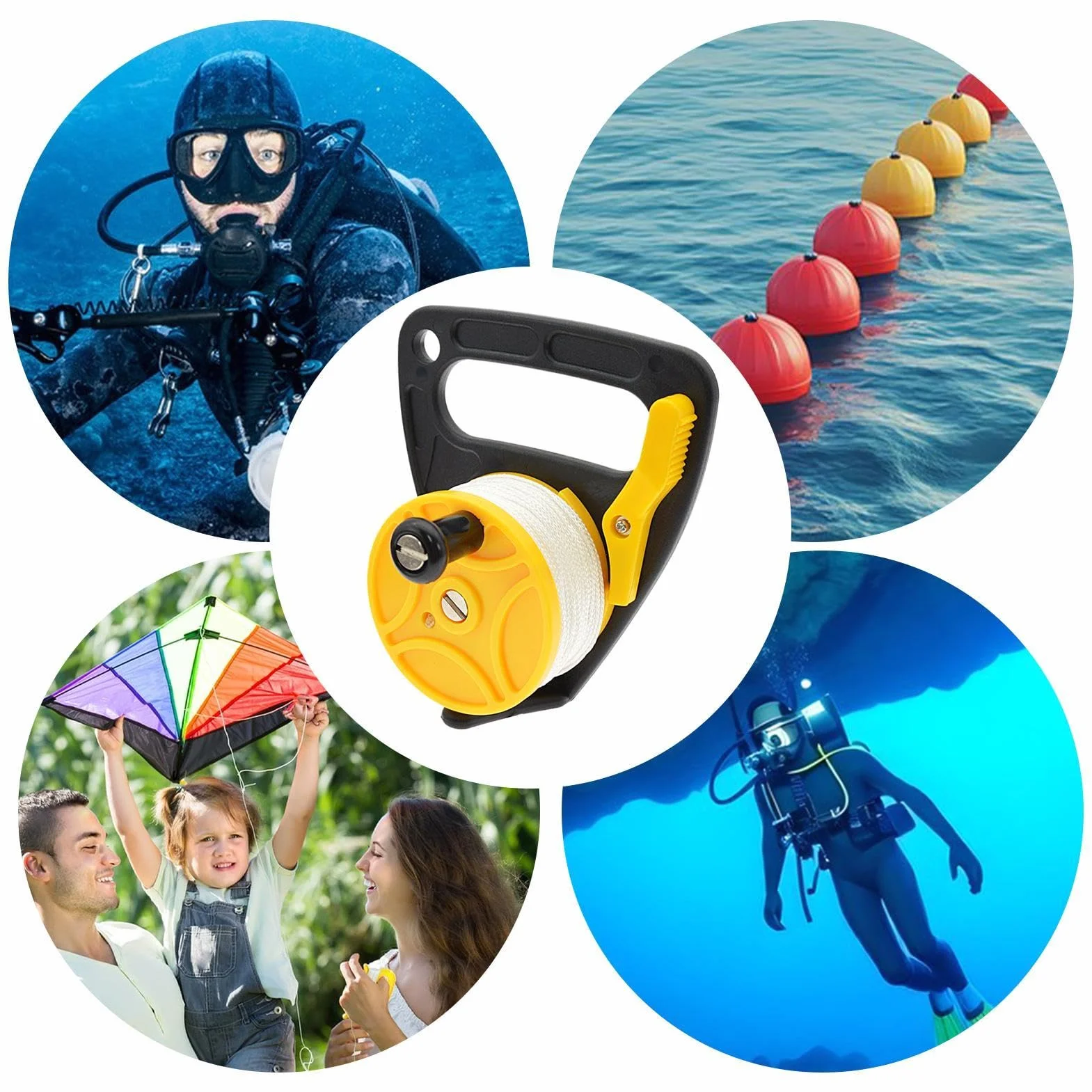 Mulinello per immersione 150 piedi ad alta visibilità con cavo retrattile