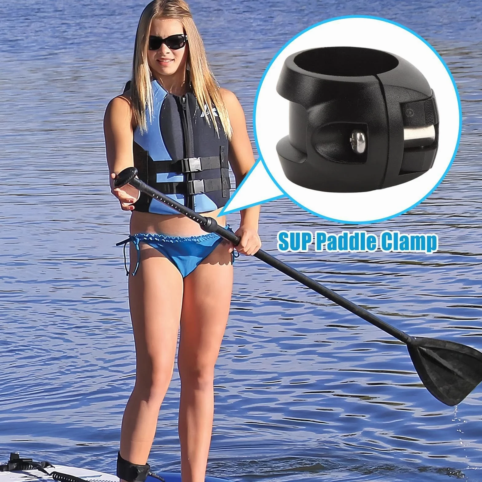 Kayak Paddle Clamp – Connettore regolabile per gamba, attacco in fibra di carbonio, bloccaggio sicuro
