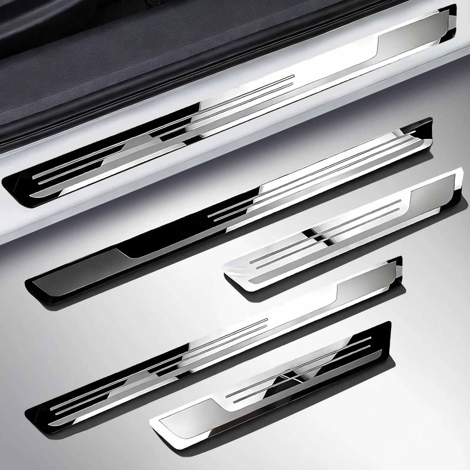 4 Pezzi Acciaio Inossidabile Battitacco per Hyundai Inster 2024 2025 2026, Protezione Sottoporta AntiGraffio Copertura Soglia Porta Argento Robusto