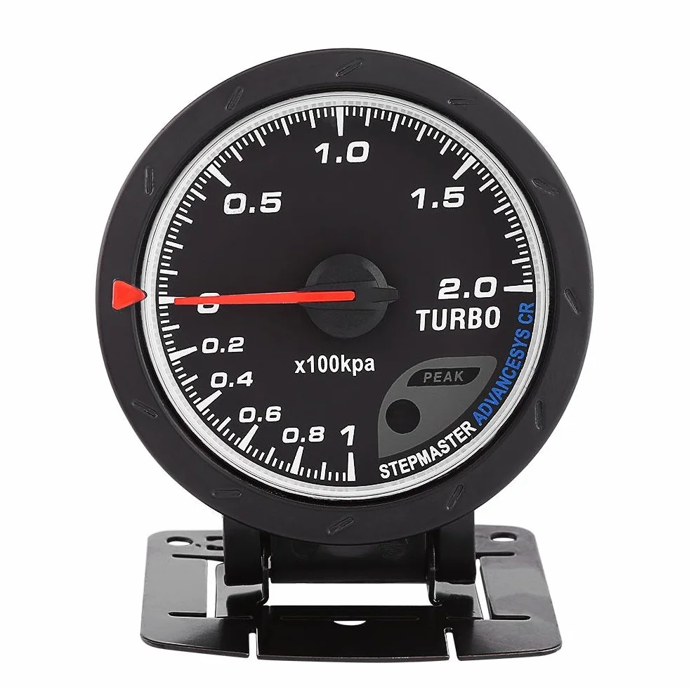 Calibro Turbo Boost, universale 60mm DC 12V LED Calibro Turbo Boost Calotta nera sostituzione per auto 0 200 Kpa