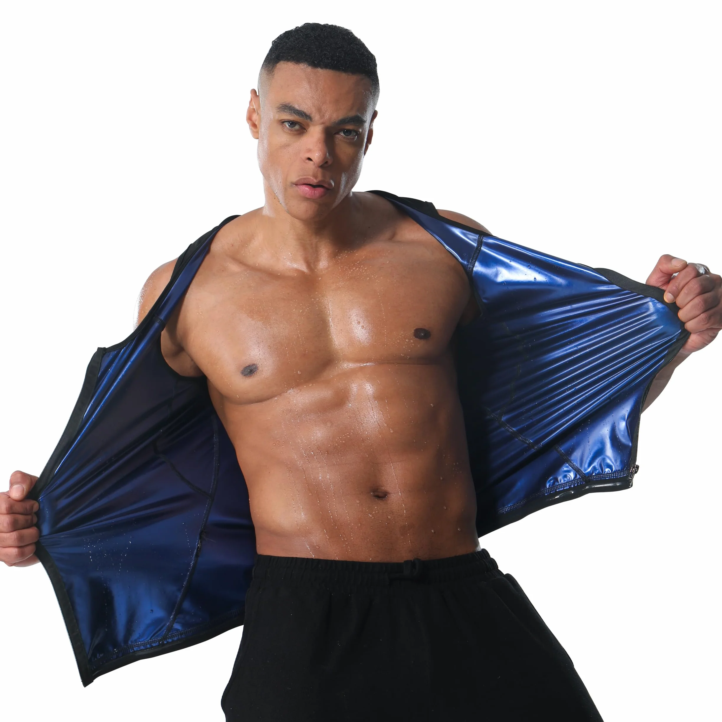 Canotta Sauna Dimagrante Uomo Gilet Sudore Fitness Sportivo Body Shaper Snellente Canottiera Allenamento Palestra Perdita Peso Shapewear Cerniera