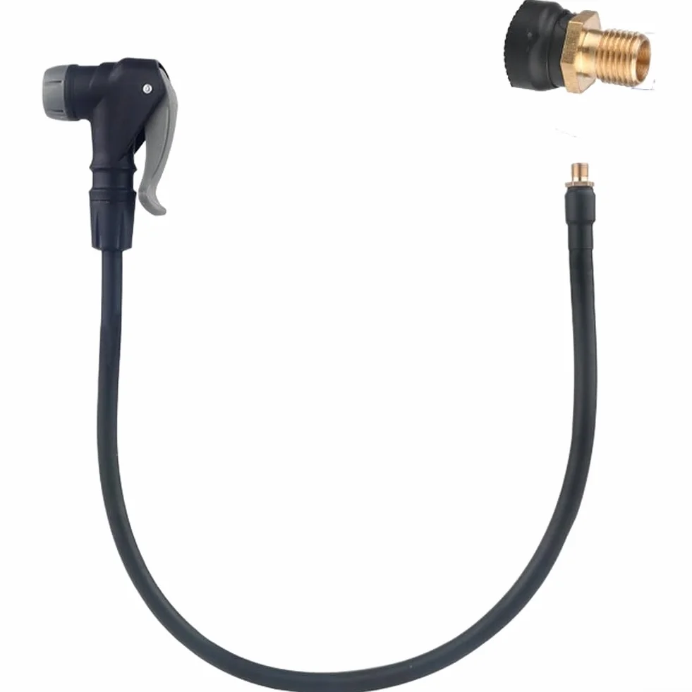 Tubo di prolunga per pompa bici valvola Presta in gomma EPDM con raccordi ottone flessibile 50 cm nero