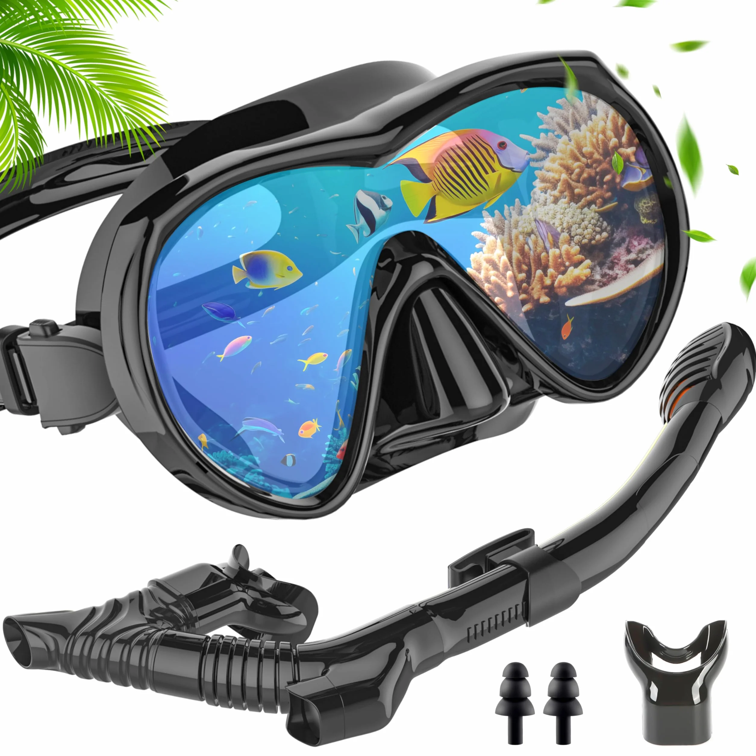 Set da Snorkeling per Adulti IEEILULU con Maschera Panoramica 180° e Boccaglio a 3 Canali