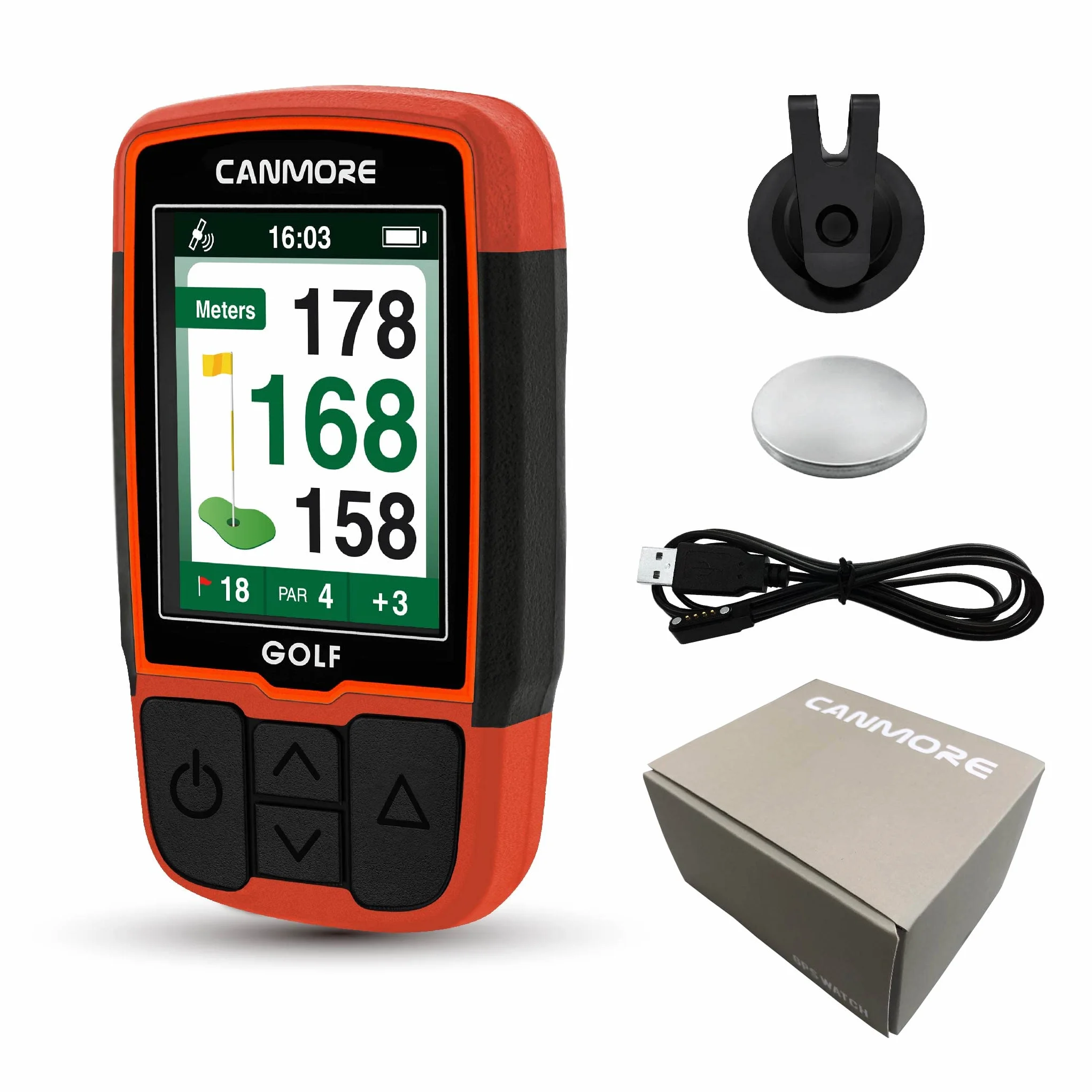CANMORE GPS da golf portatile HG200 - Display a colori con 41.000 dati campo, Arancione