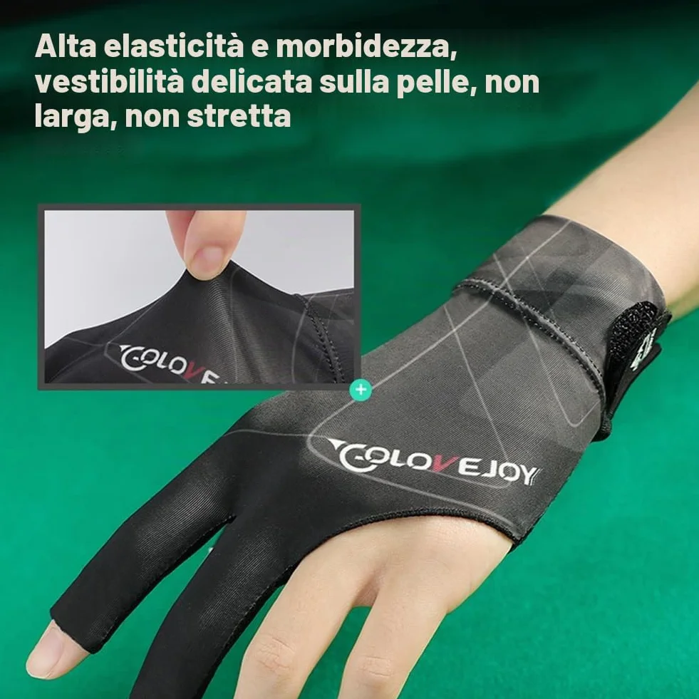 Tokaneit Guanto da Biliardo Snooker Grigio Nero Regolabili Antiscivolo Sinistro