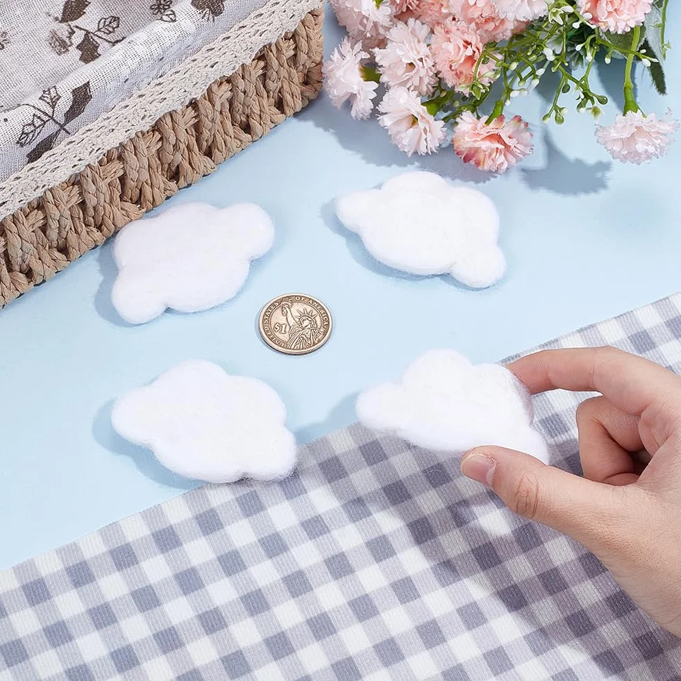 PH PandaHall 8 pz Feltro Nuvole Decorazione Nuvola Bianca, Ornamenti di Nuvole In Feltro, 4.3x7cm