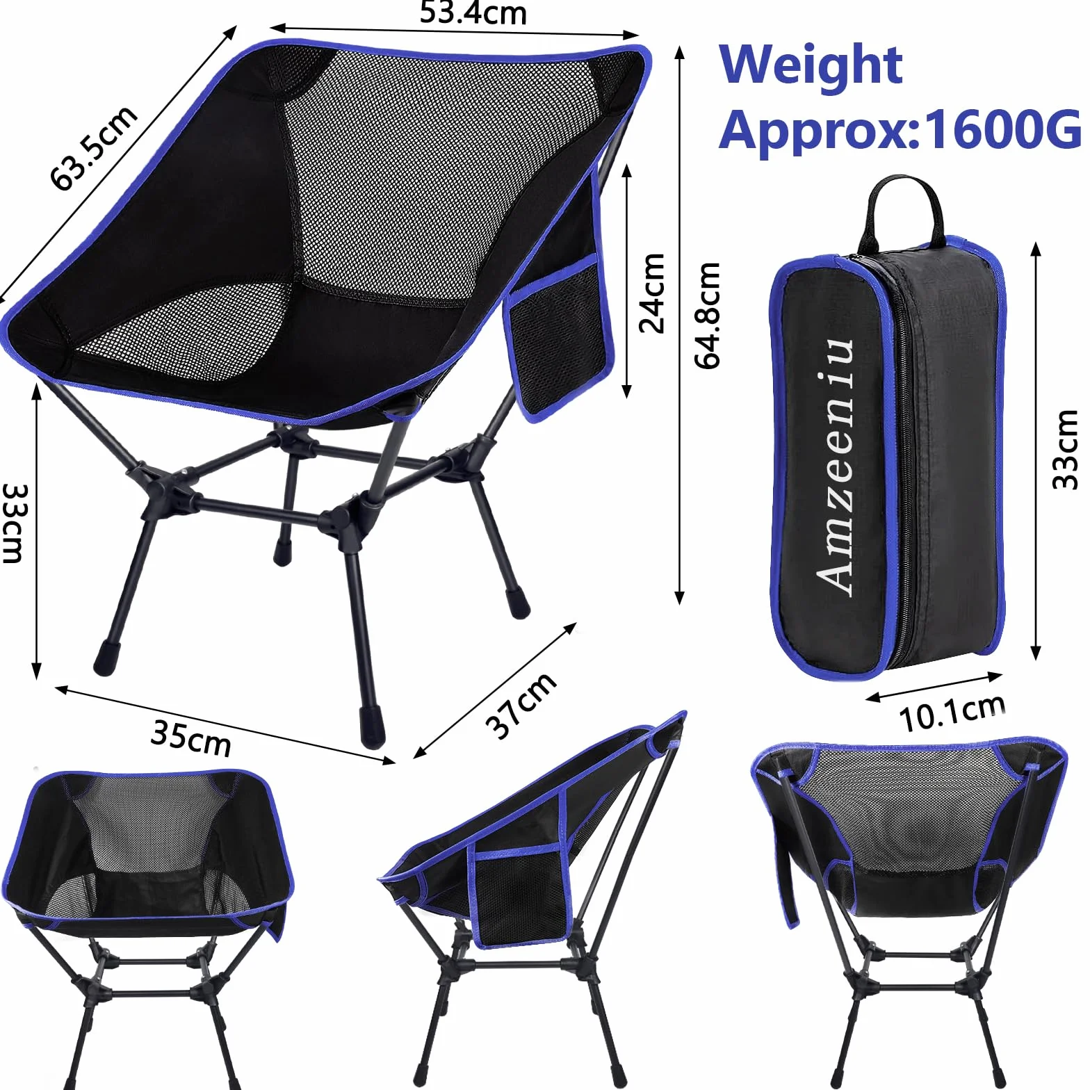 Sedia Campeggio Pieghevole con Borsa da Trasporto Portatile per Picnic Esterni Giardino Spiaggia