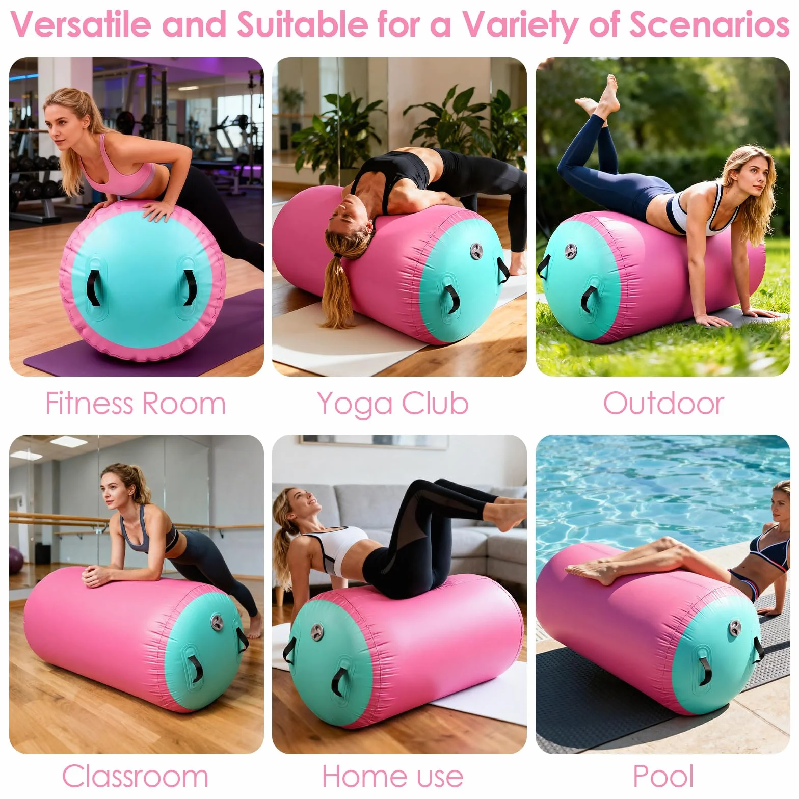 Diealles Shine Air Roll, 100x60cm Rullo ad Aria Gonfiabile Rotondo, Rotolo Gonfiabile con Pompa Elettrica e Borsa per il Trasporto, Air Barrel Gymnastics Roller per Allenamento Fitness Yoga