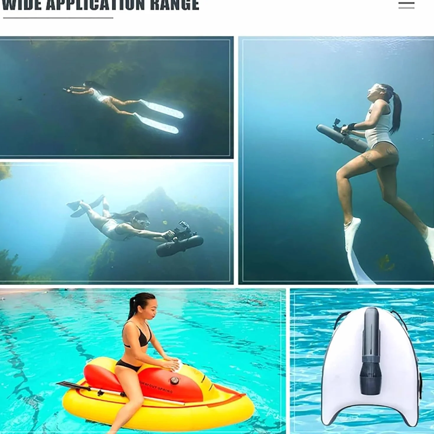 Booster Portatile per Kayak, Scooter Elettrico Subacqueo 130 Minuti 10 Km/h Senza Spazzole