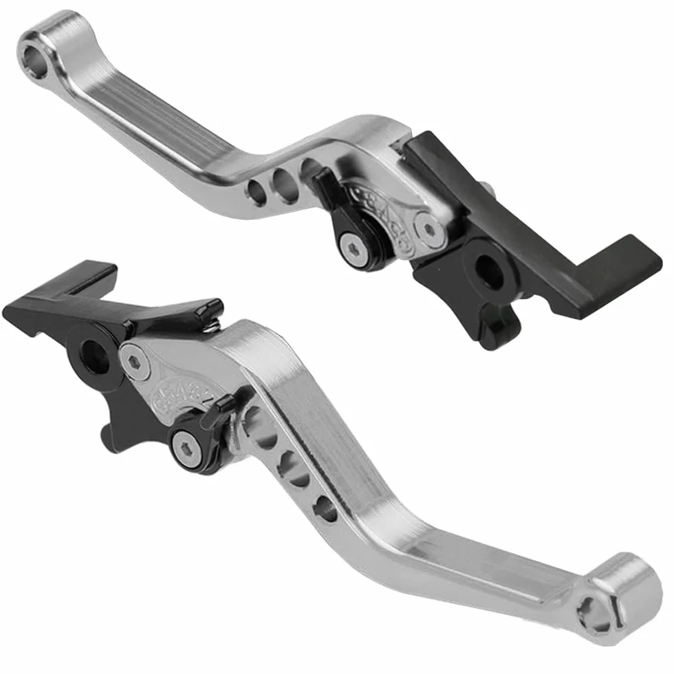 1 Paio Leve Frizione Freno Moto 22mm Motociclo Leva Maniglia Pompa Freno Frizione Regolabile CNC Alluminio Maniglia Leva del Freno Doppio Disco Scooter Universali Argento