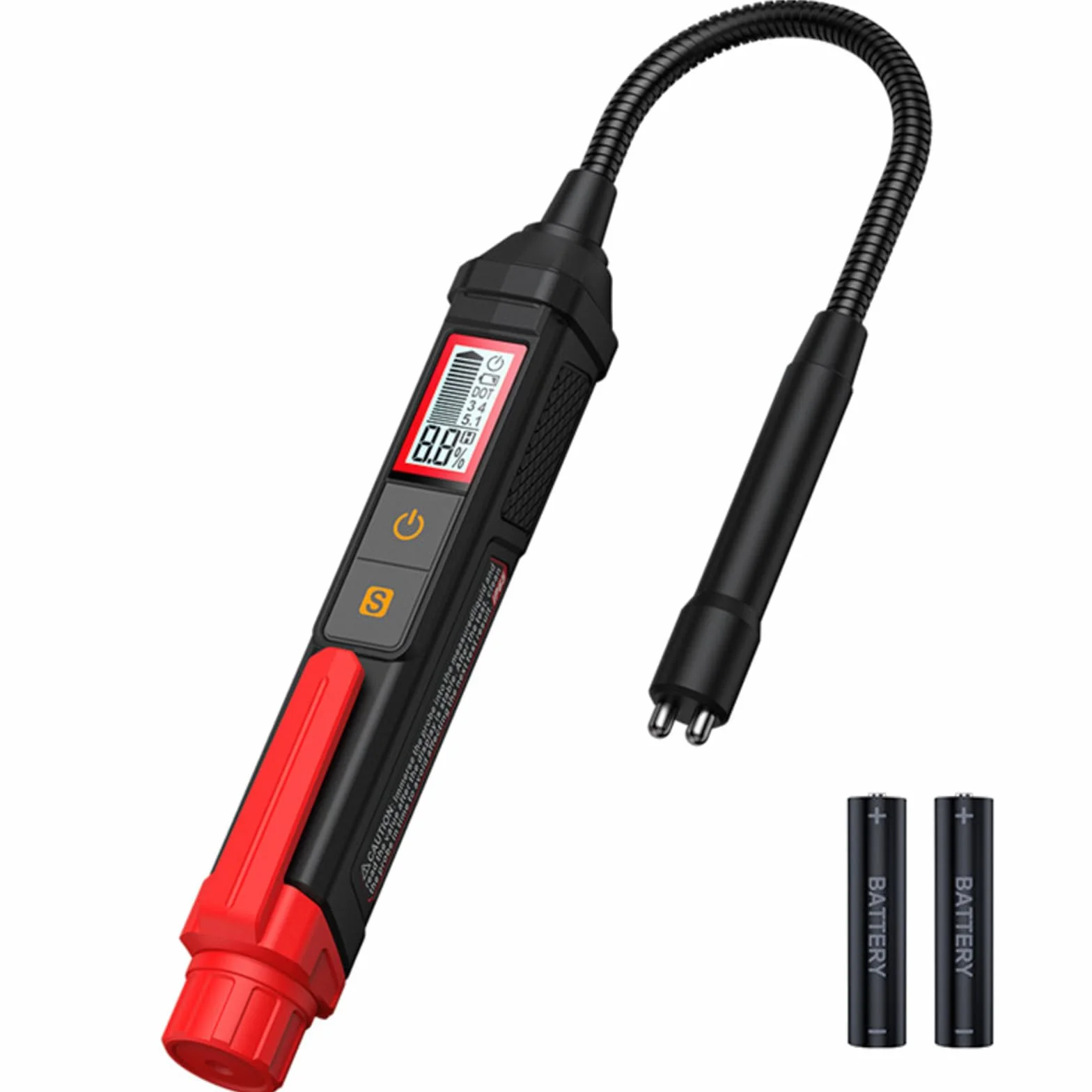 OBEST Tester Liquido Freni Adatto per Liquido Freni DOT3, DOT4, DOT5.1, Tester Olio Freni Auto Moto Universale con Display LCD, Allarme Sonoro e Luminoso, Sonda Flessibile