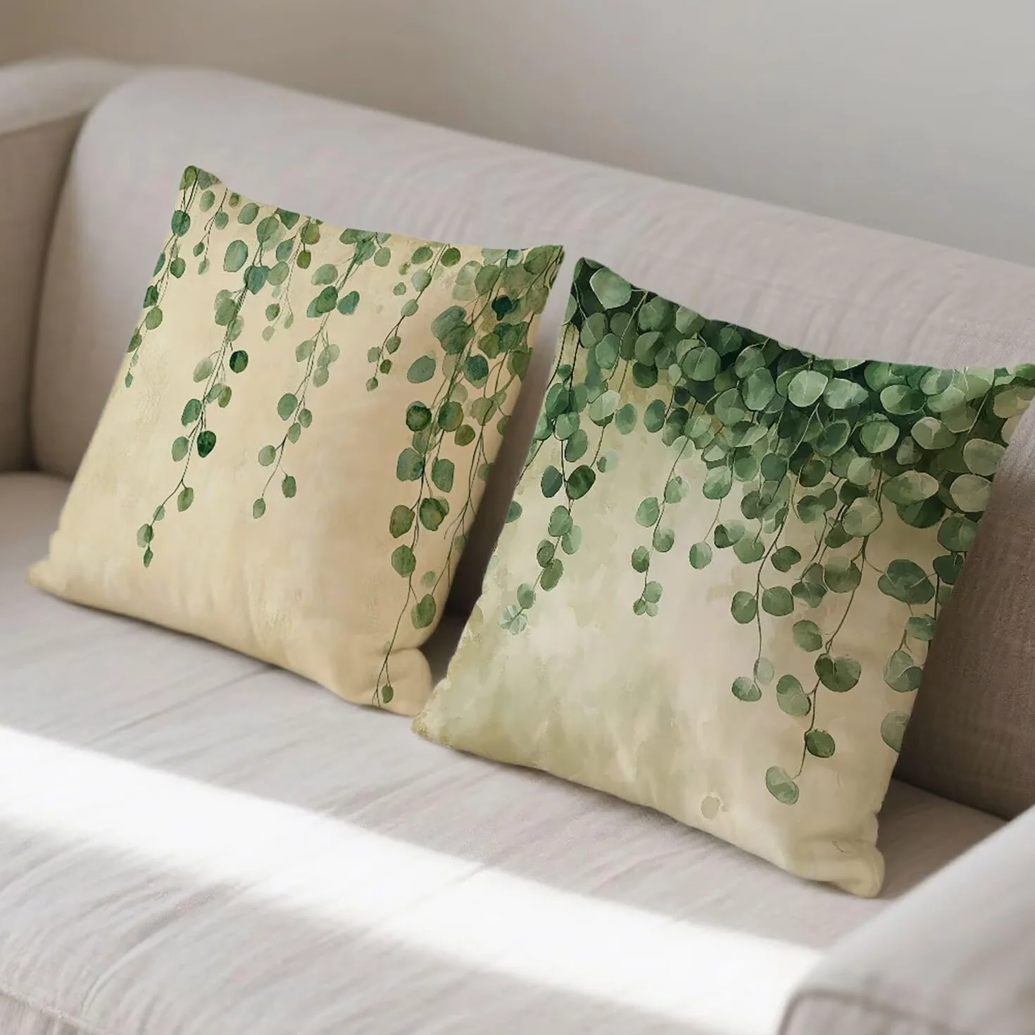 Federe Cuscini Pianta Impermeabile 60 x 60 Velluto Copricuscini Divano Set da 2 Marrone