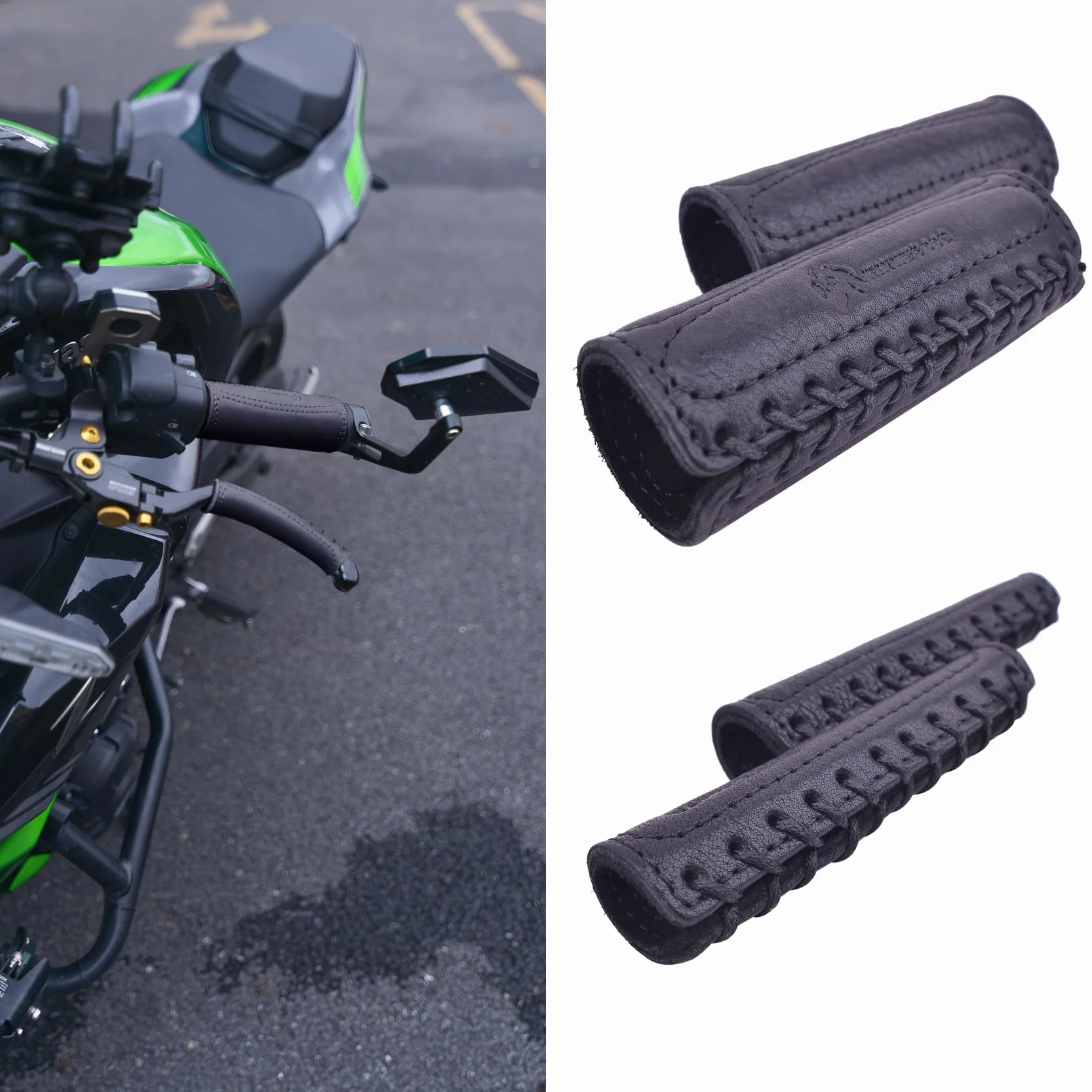 Copri manubrio in pelle per moto, senza frange, per moto HD