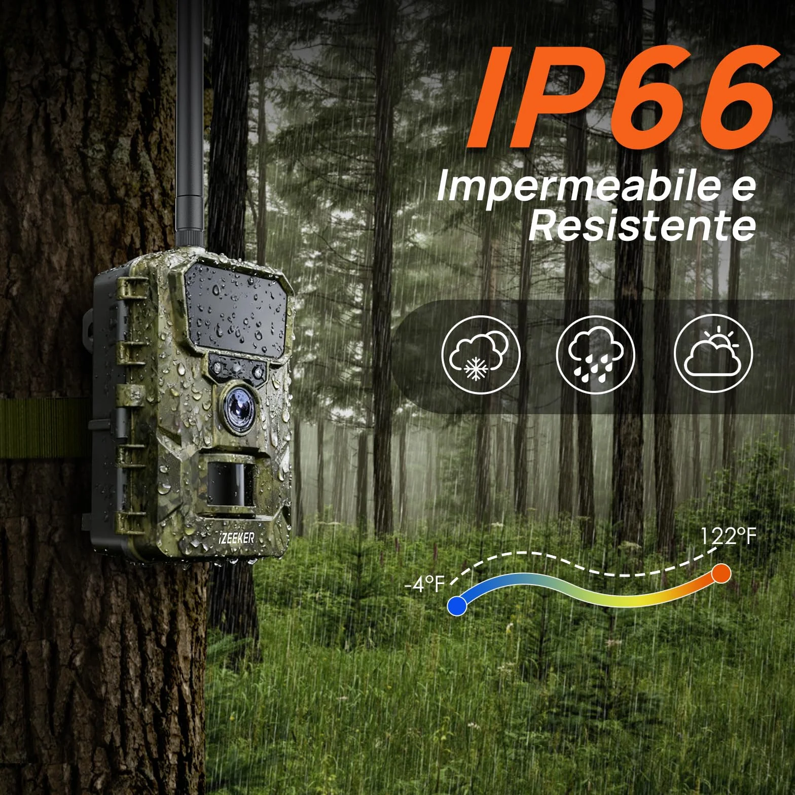 iZEEKER 2 in 1 Fototrappola Cloud 4G & Standard, 2K HD 48MP Visione Notturna, IP66