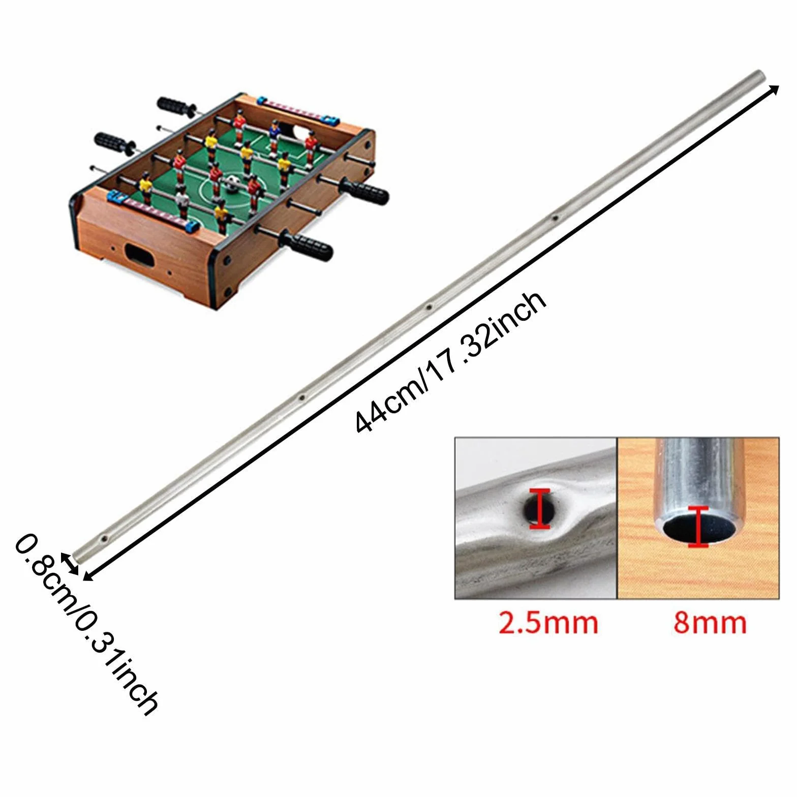 Aste di Ricambio per Biliardino 44 cm Diametro 8 mm Acciaio