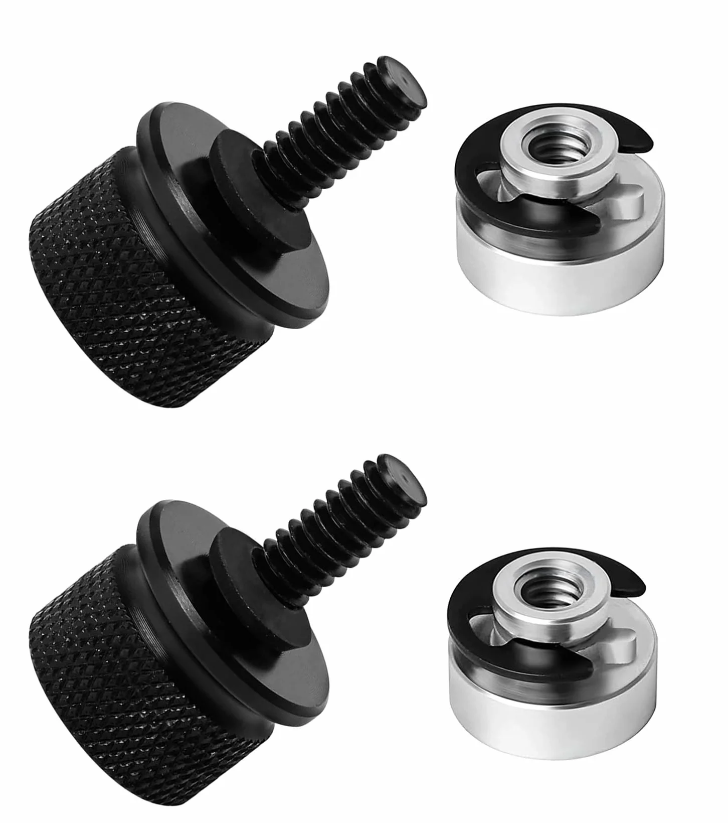 Accessori per moto for Harley Davidson - 2 set di viti per sedile in alluminio, con clip a C e vite zigrinata per un fissaggio sicuro del sedile della moto (nero)