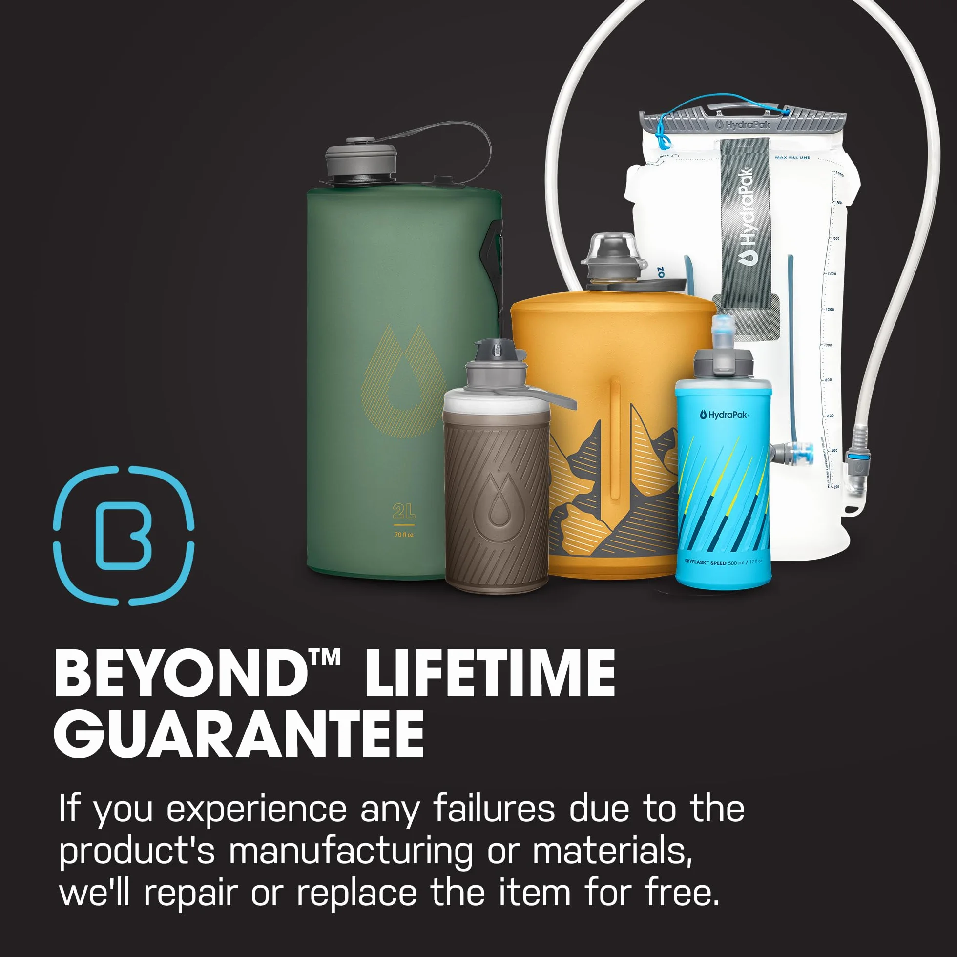 HydraPak Flux - Borraccia Pieghevole da Zaino (1,5 Litri) - Senza BPA, Ultraleggera, Tappo a Vite Antisversamento - Grigio Mammut