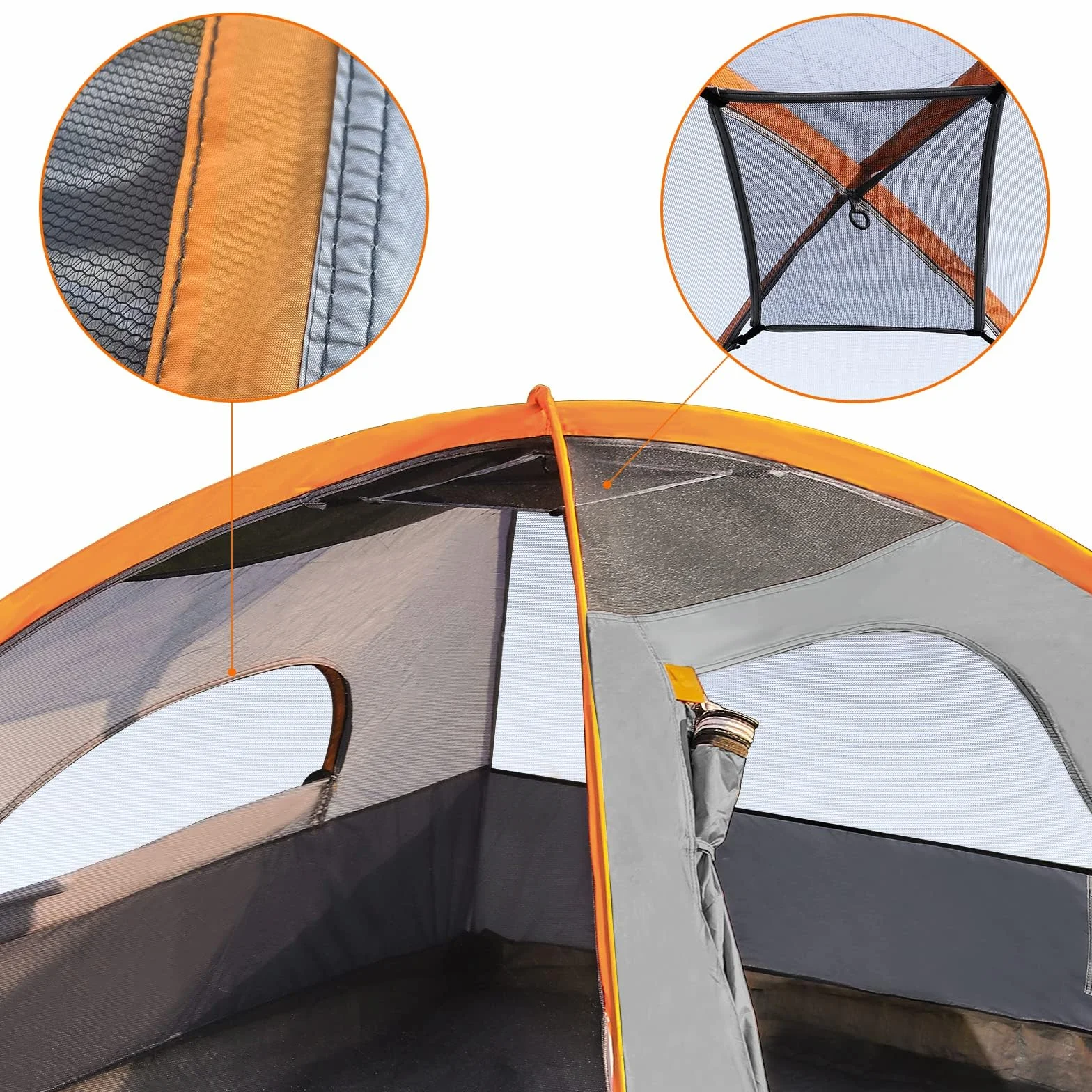 Amazon Basics Tenda da campeggio a cupola 6 persone impermeabile 3 stagioni con protezione antipioggia e custodia