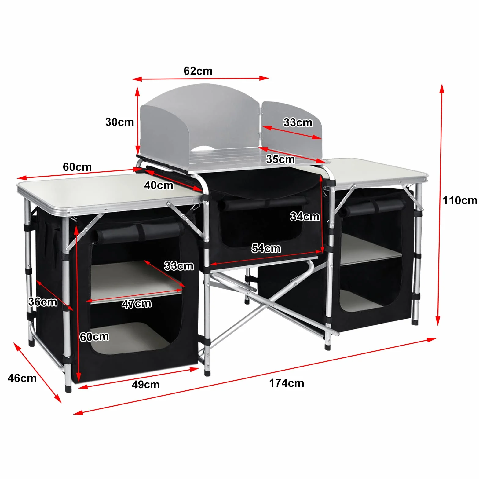 Froadp 174 x 46 x 110 cm da campeggio pieghevole con telaio in alluminio e borsa per il trasporto