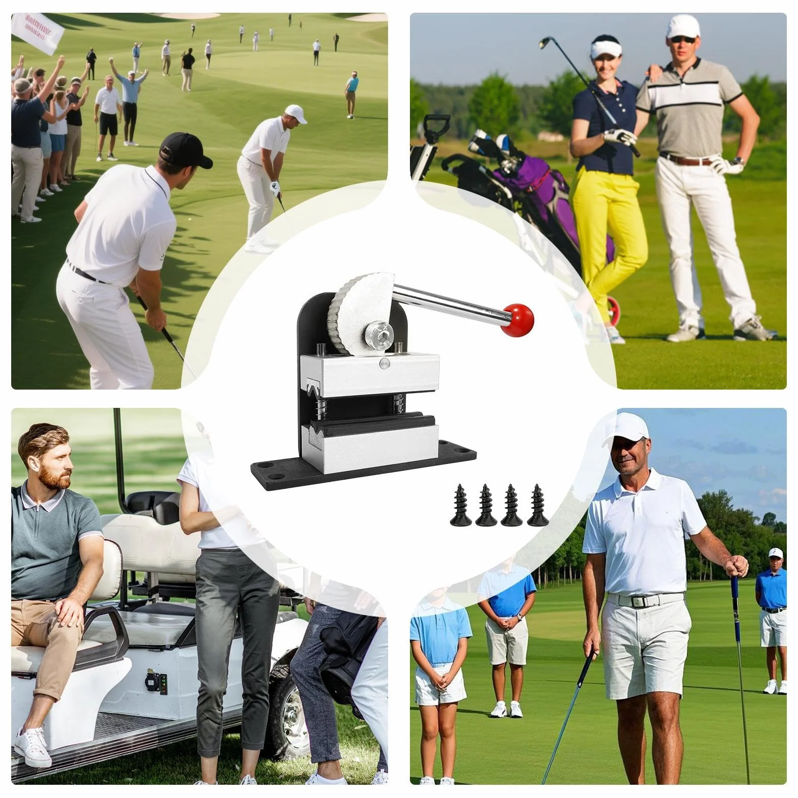 Morsetto per mazze da golf con sgancio rapido antiscivolo in metallo antiruggine – Set per cambio manico