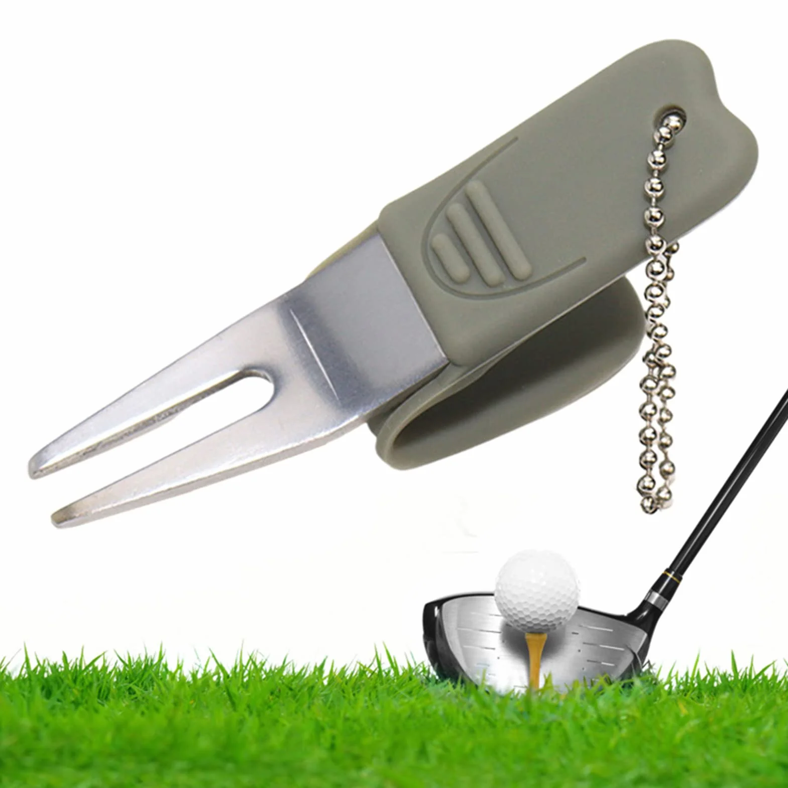 Forcella da Golf Riparazione Divot Fairway Ball Mark Tool Prato Allenamento
