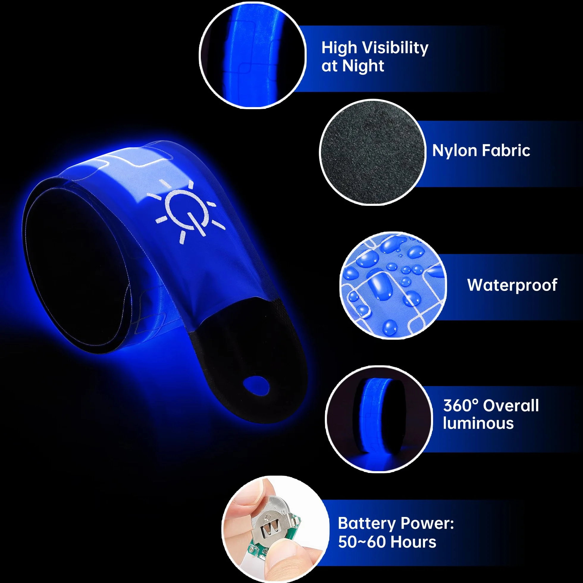 DazSpirit 4 LED Bracciale Braccialetto LED Alimentato a Batteria Fascia per Braccio di Sicurezza Notturna per Corsa