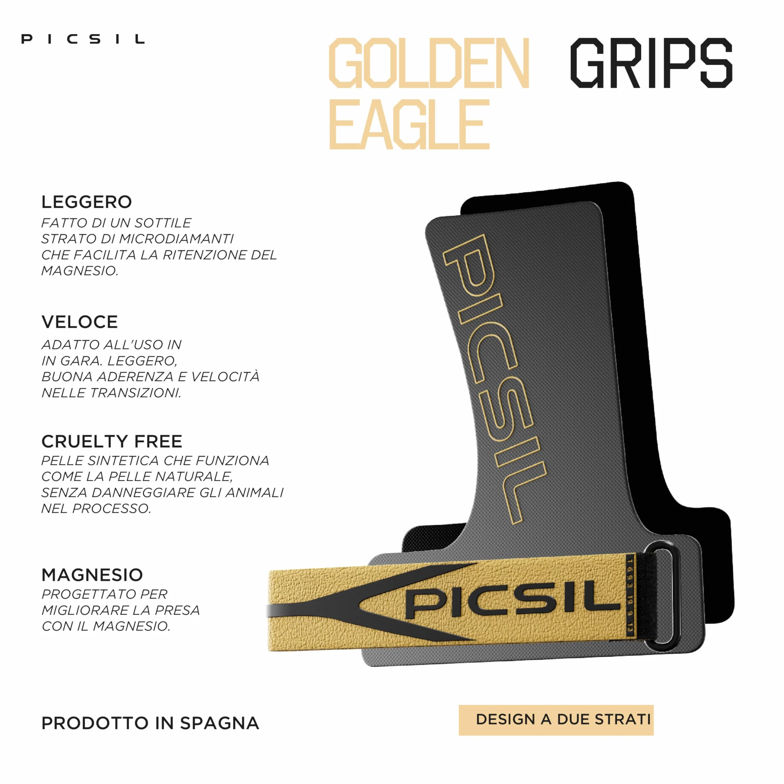 PICSIL Paracalli Golden Eagle Grips da Competizione Materiale Ibrido per Cross Training Calisthenics Fitness