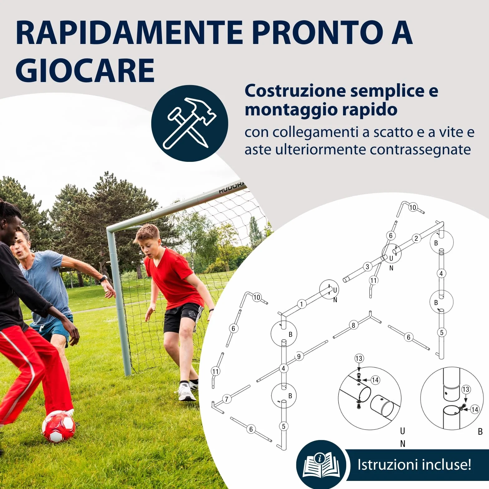 HUDORA Porta Calcio Expert calcio porta resistente all'acqua stabile rete fitta
