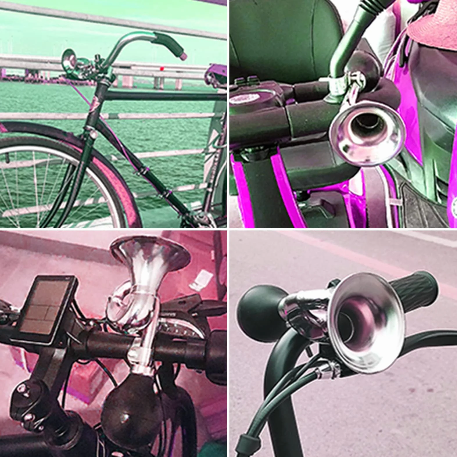 Clacson per Bicicletta in Metallo con Morsetto Regolabile 180x75x65mm