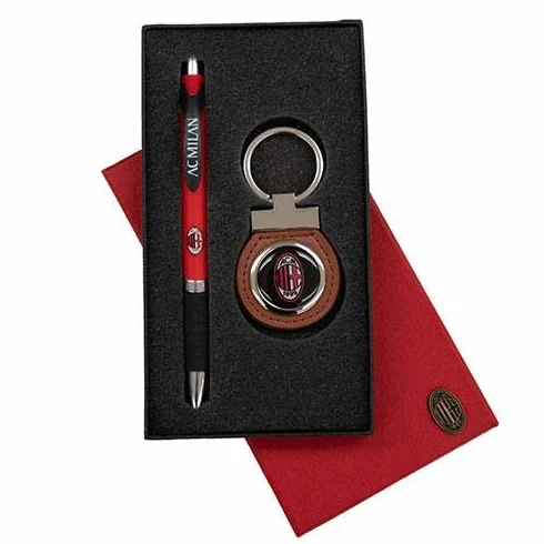 MILAN SET PENNA E PORTACHIAVI LOGO CON SCATOLA UFFICIALE A.C