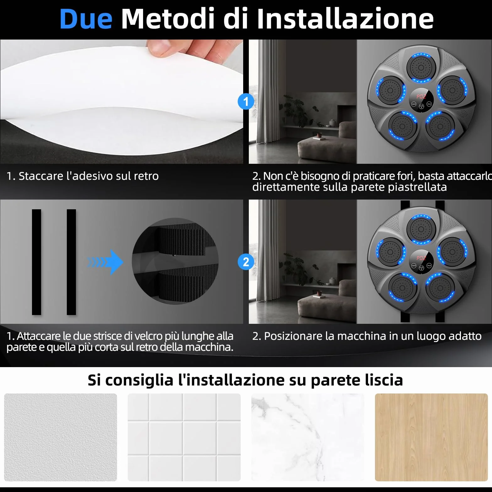 Macchina da Boxe Musicale, Macchina da Pugilato Elettronica Professionale con Guantoni, Bluetooth, 9 velocità/modalità per Bambini e Adulti, Casa, L'Ufficio, Palestra, Nero