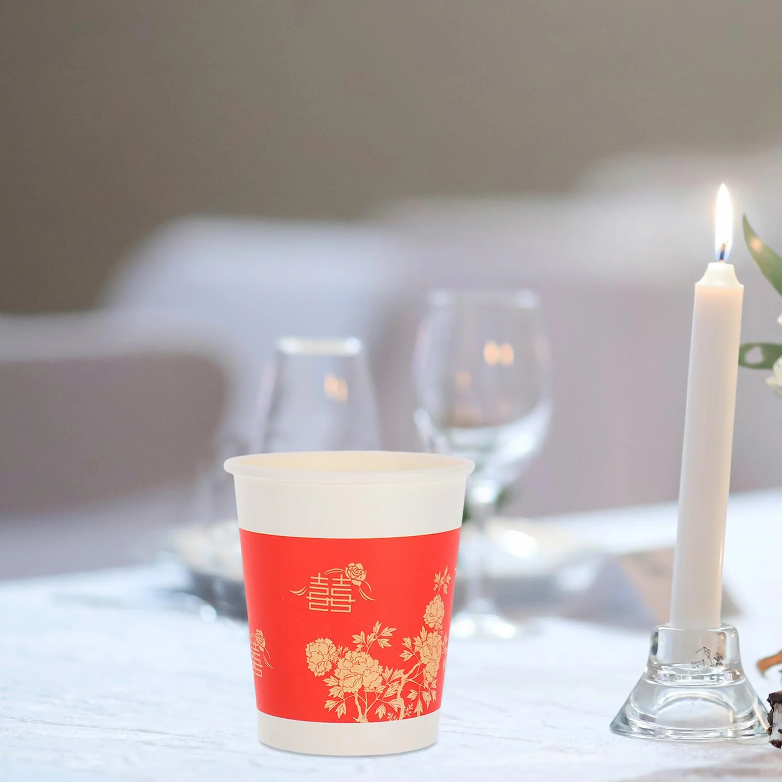 TOYANDONA Bicchieri di Carta Rossi Matrimonio Cinesi Doppia Felicità Tazze da Caffè Usa e Getta Festa
