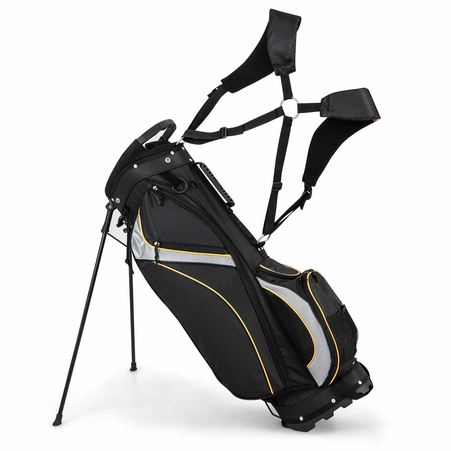 LIFEZEAL Borsa Porta Mazze da Golf 9 Pollici, Sacche con Cavalletto, 8 Scomparti, 3 Tubi in Fibra, Leggera 2,3 kg, 28 x 21 x 89,5 cm