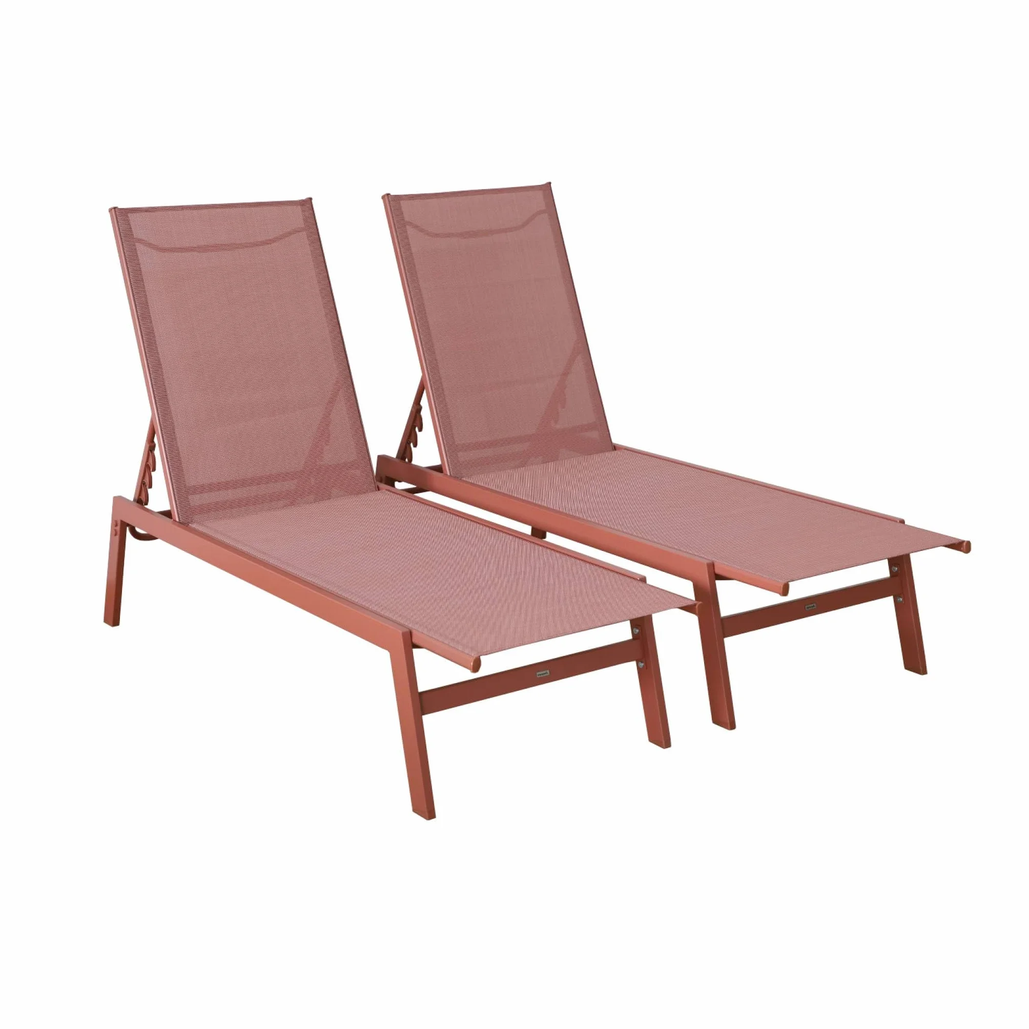 Set 2 lettini prendisole in acciaio multiposizione Terracotta - 155x59x106 cm