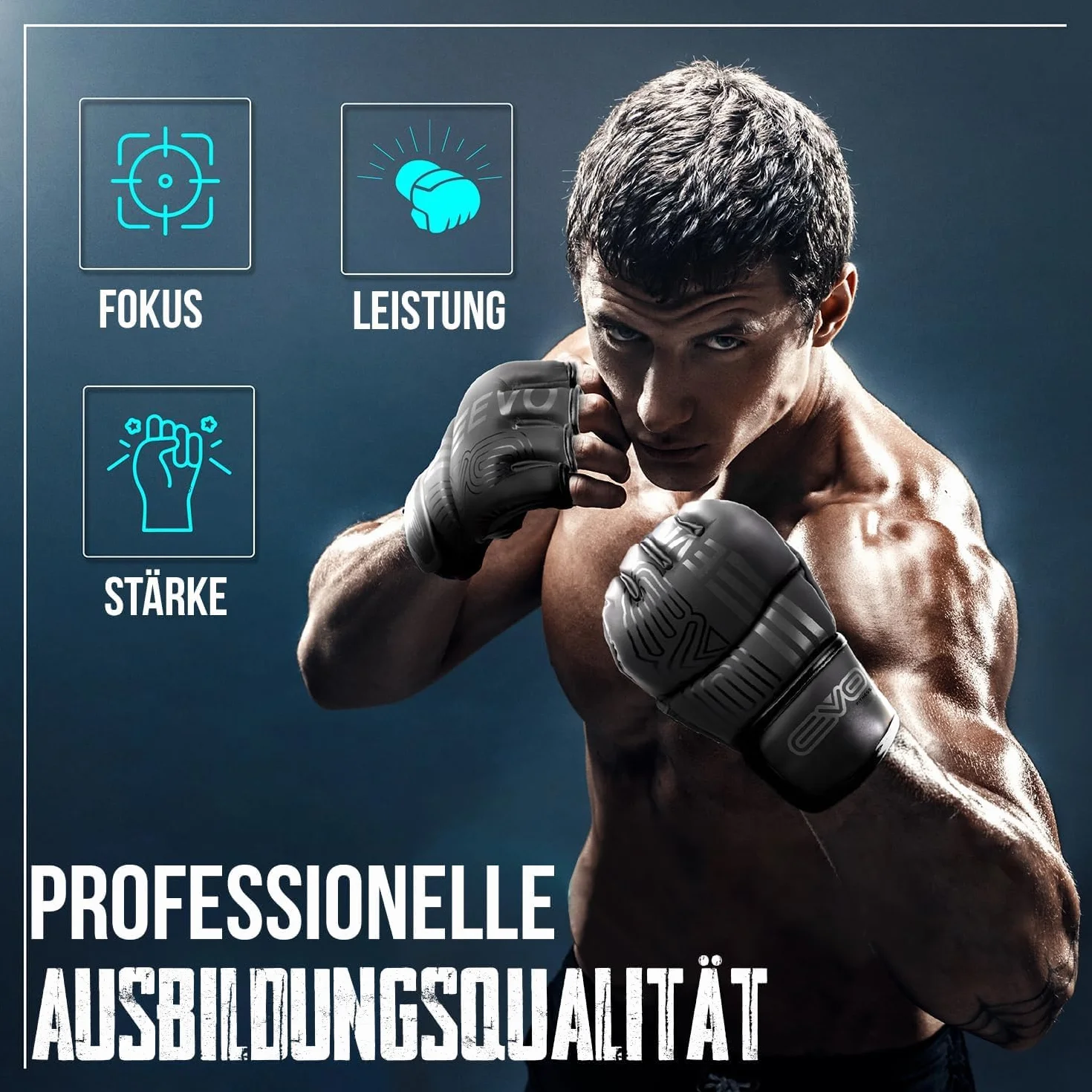 EVO Fitness Guanti MMA per Arti Marziali Grappling Sparring Muay Thai Taekwondo Boxe Karate Kickboxing Uomo Donna