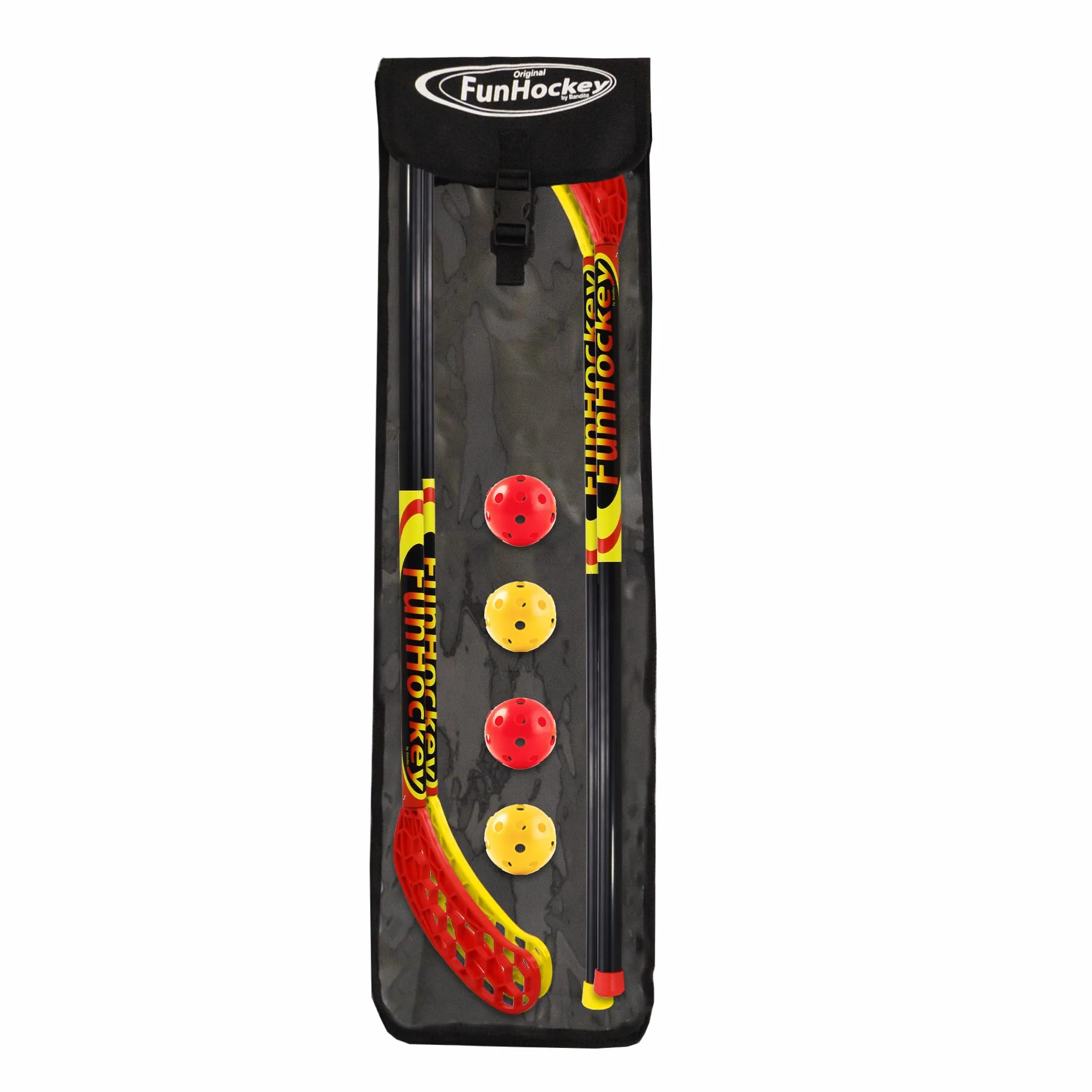 Bandito FunHockey Set racchette palline bambini floorball street hockey outdoor rosso giallo