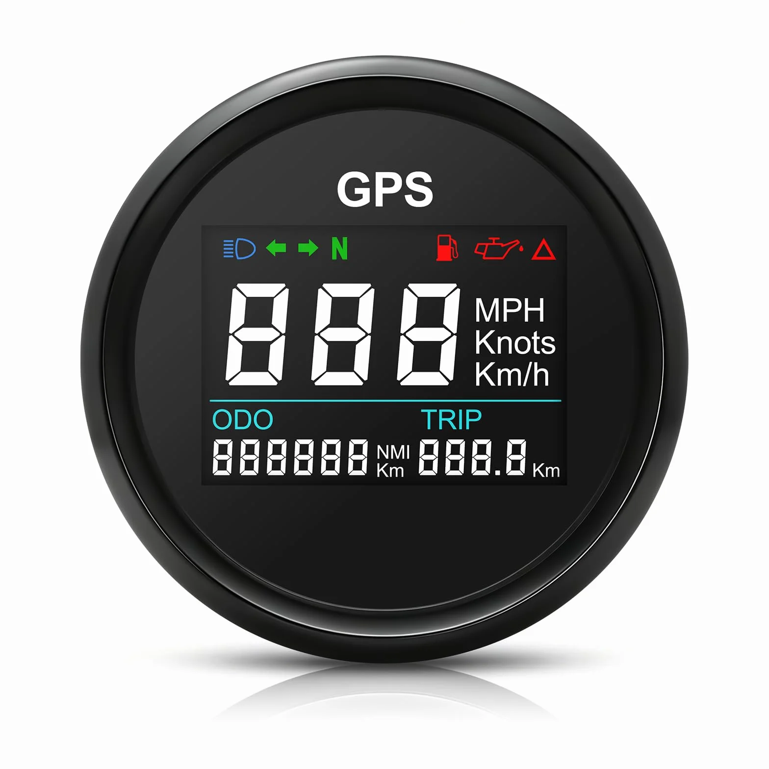 Geloo Contachilometri Tachimetro GPS, indicatore di velocità regolabile digitale impermeabile da 52 mm per camion moto barca auto (Nero)