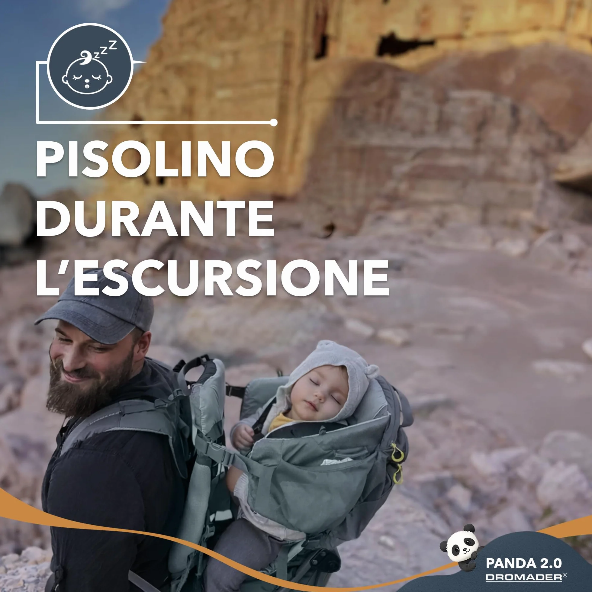 DROMADER Zaino Porta Bambino Montagna con Sedile Regolabile e Parasole Retrattile