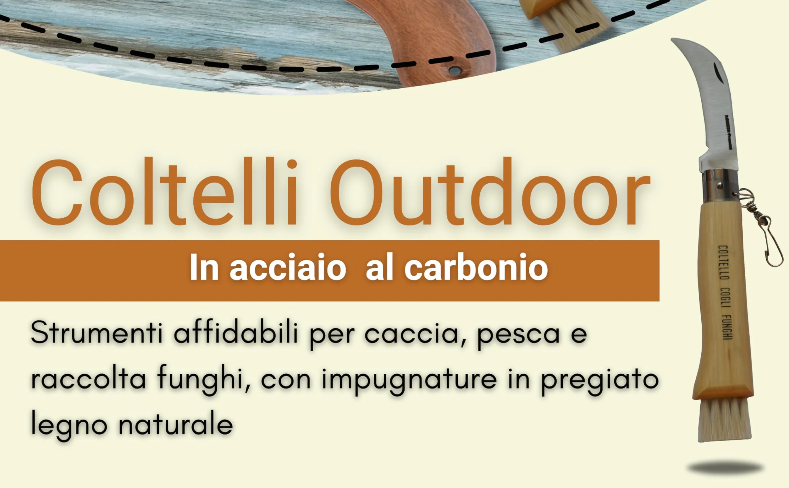 GIFAZ Coltello per Funghi - PERSONALIZZATO - (Caccia e Pesca | Legno di Faggio