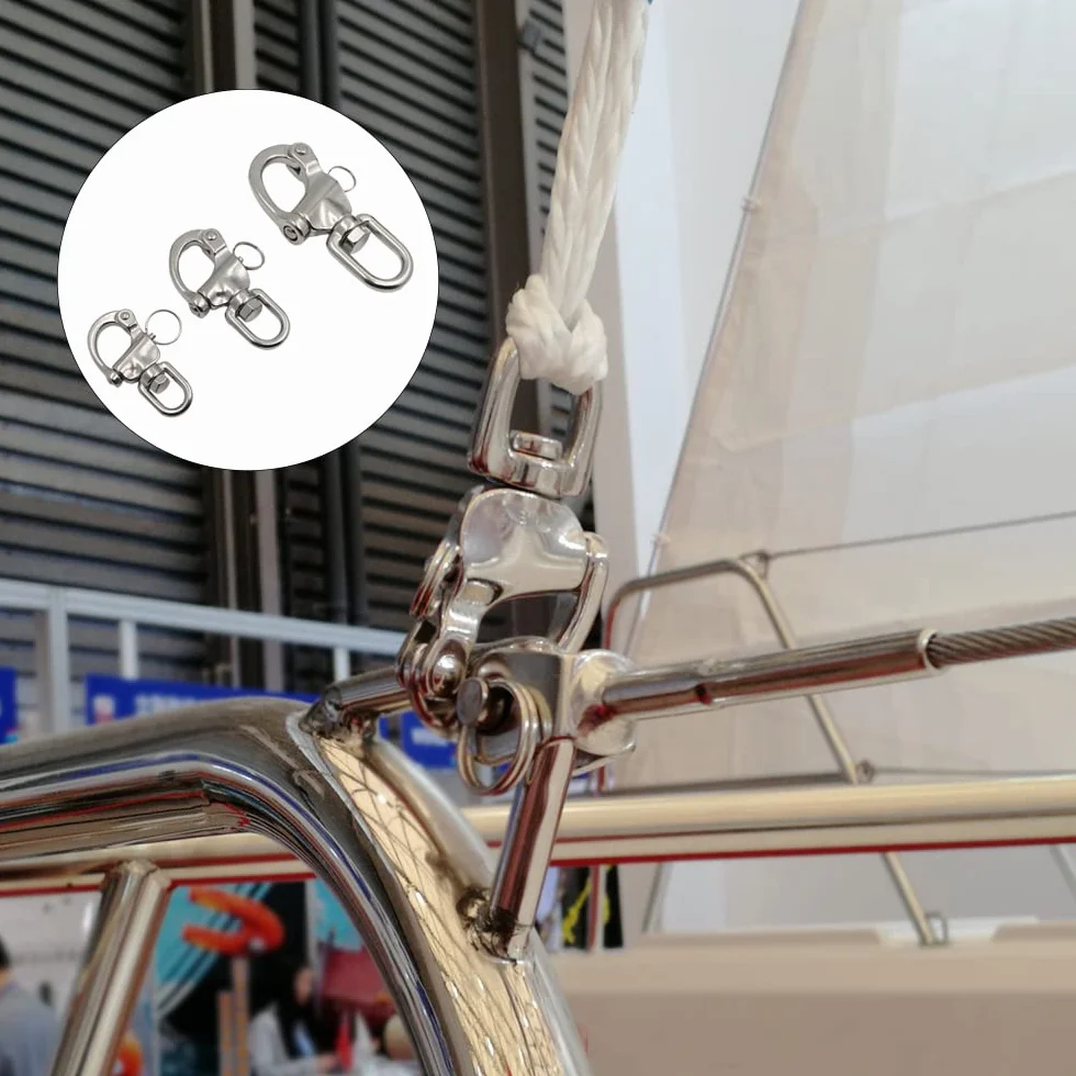 Spinnaker drizza grillo a scatto piccolo acciaio inox sgancio rapido girevole 70 mm 87 mm 128 mm