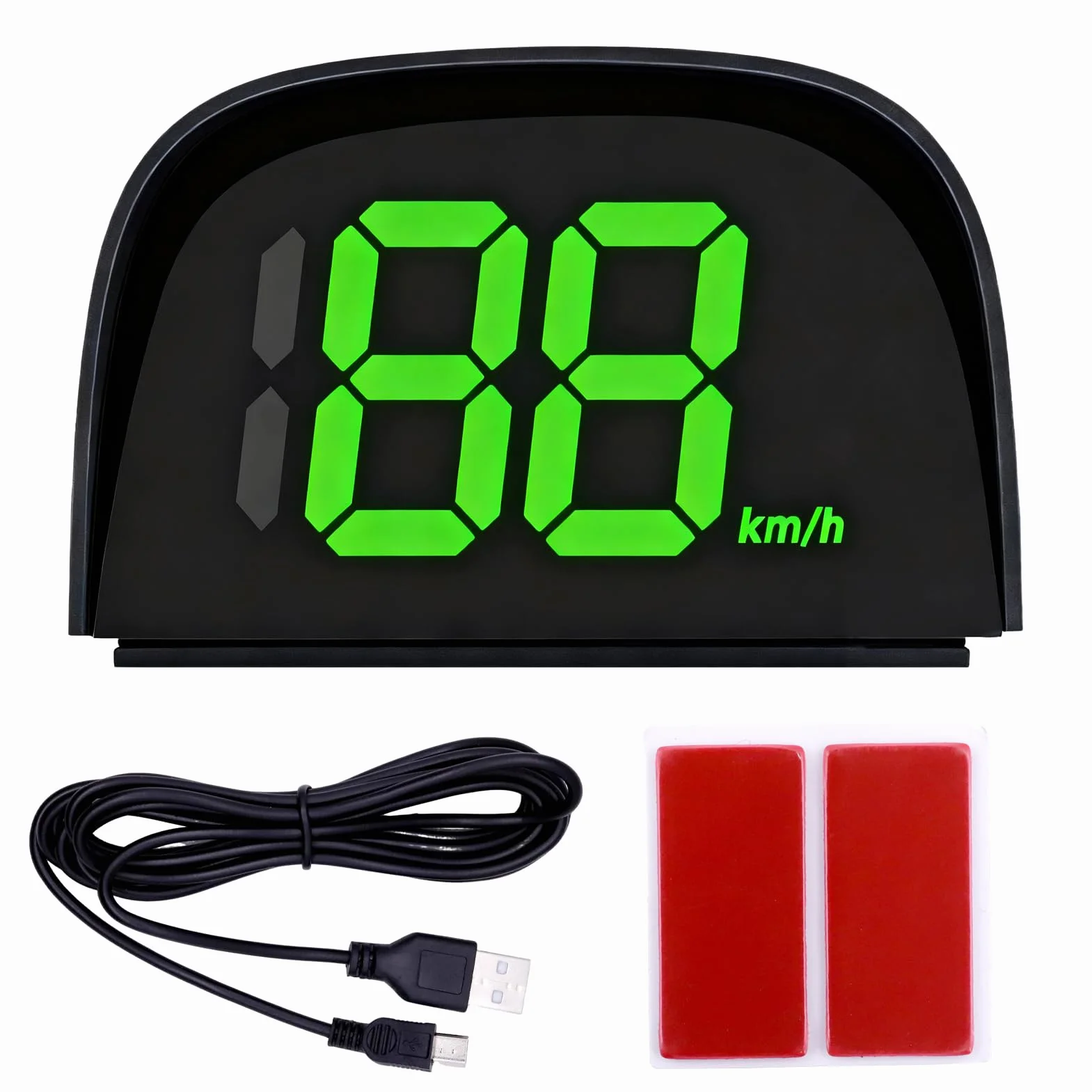 Tachimetro GPS digitale per display HUD auto, indicatore di velocità auto con parasole, misuratore di velocità GPS preciso per auto, moto e scooter elettrici, display LED a grande schermo, plug & play